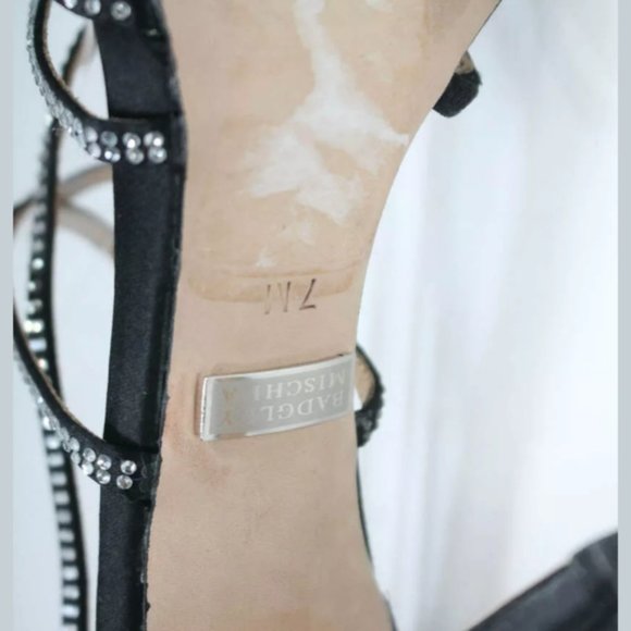 BADGLEY MISCHKA ANKLE STRAP SANDALS HEELS SATIN 7 - Picture 5 of 5